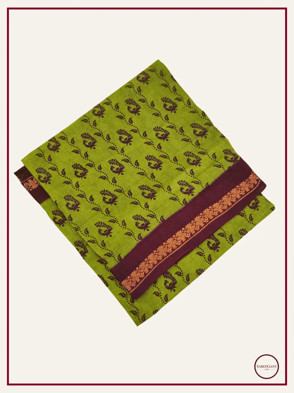 Fancy Daily Wear Cotton Sarees Sungudi KT With Two Side Small Zari Border-green-maroon