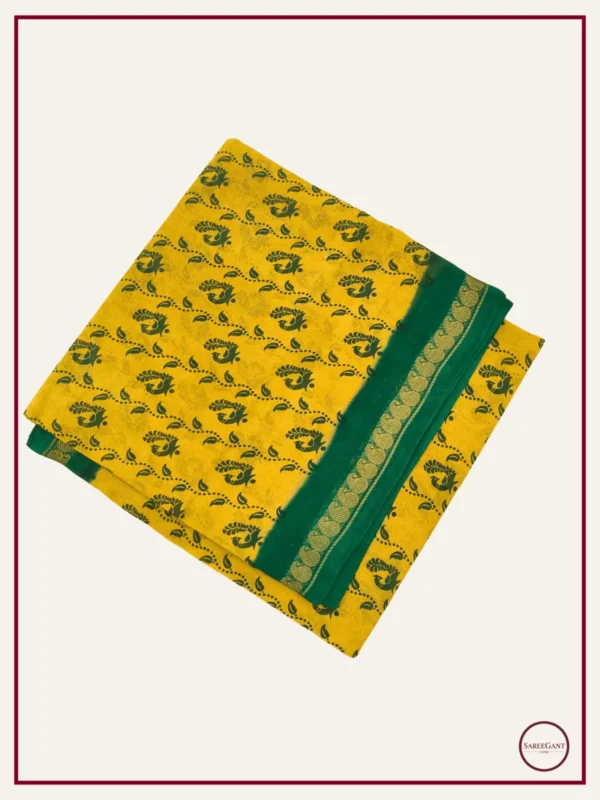 Fancy Daily Wear Cotton Sarees Sungudi KT With Two Side Small Zari Border-Mustard
