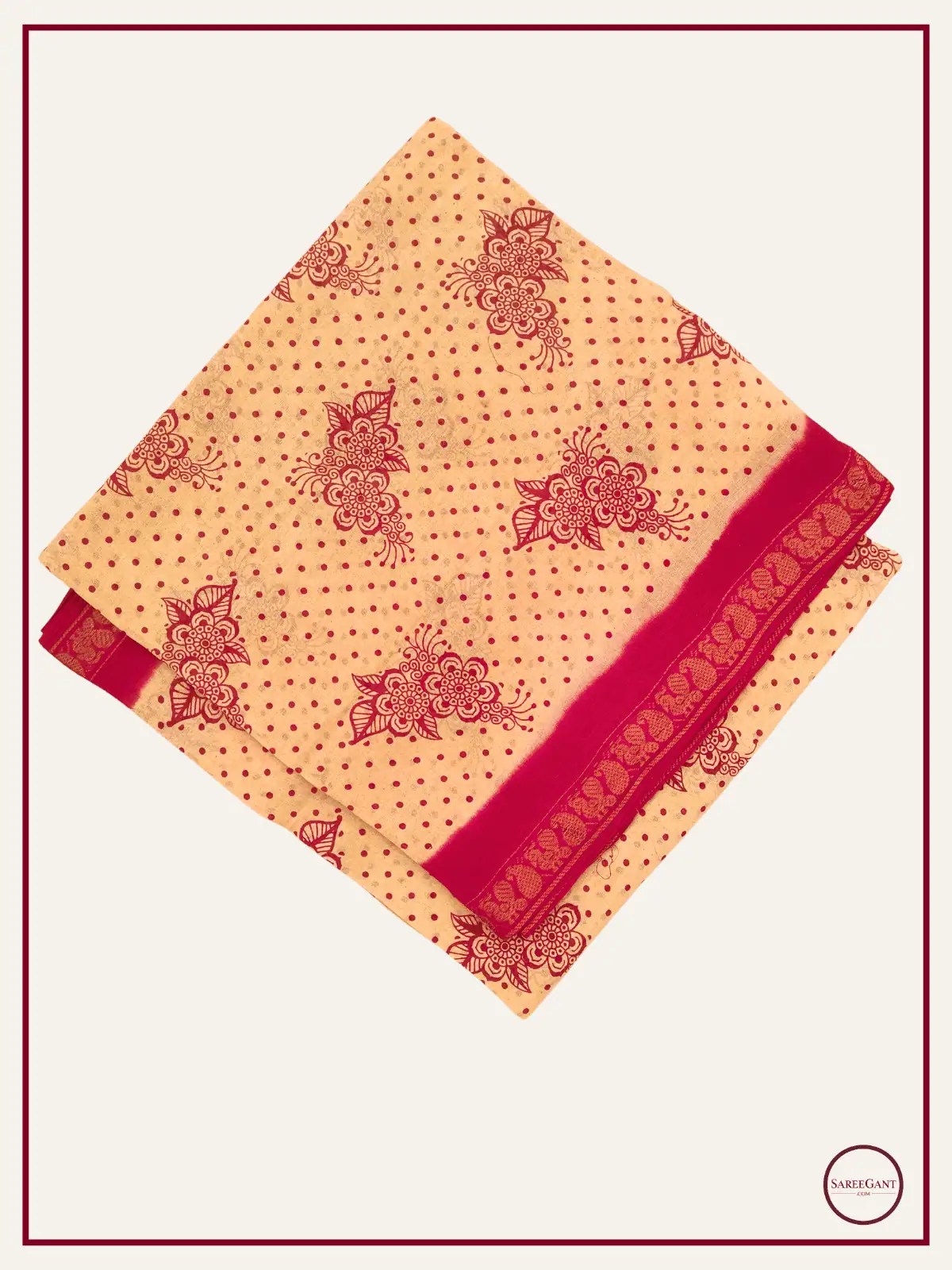 Daily Wear Cotton Sarees Sungudi KT With Two Side Small Zari Border-cream