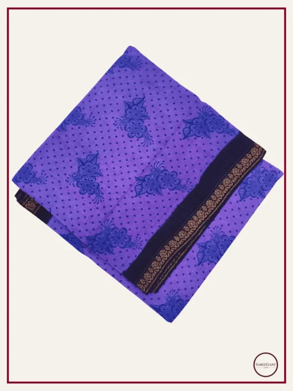 Floral Daily Wear Cotton Sarees Sungudi KT With Two Side Small Zari Border-purple