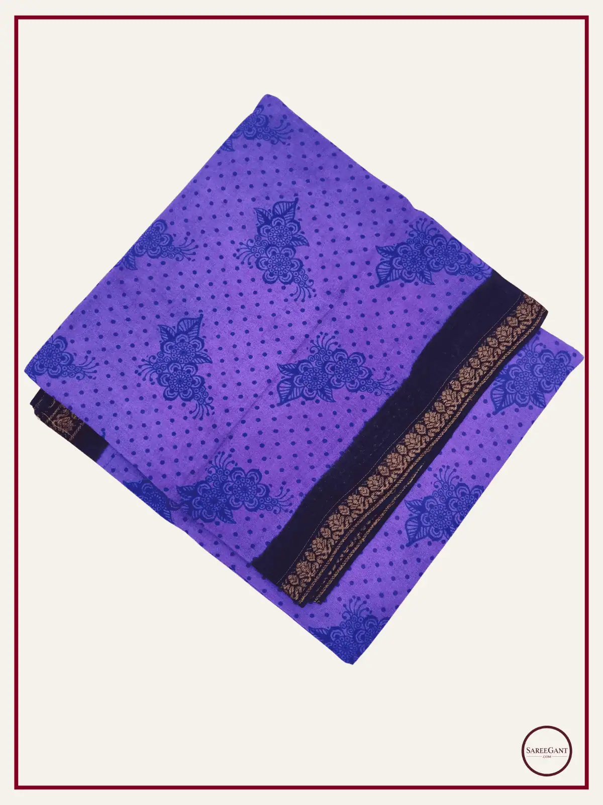 Floral Daily Wear Cotton Sarees Sungudi KT With Two Side Small Zari Border-purple
