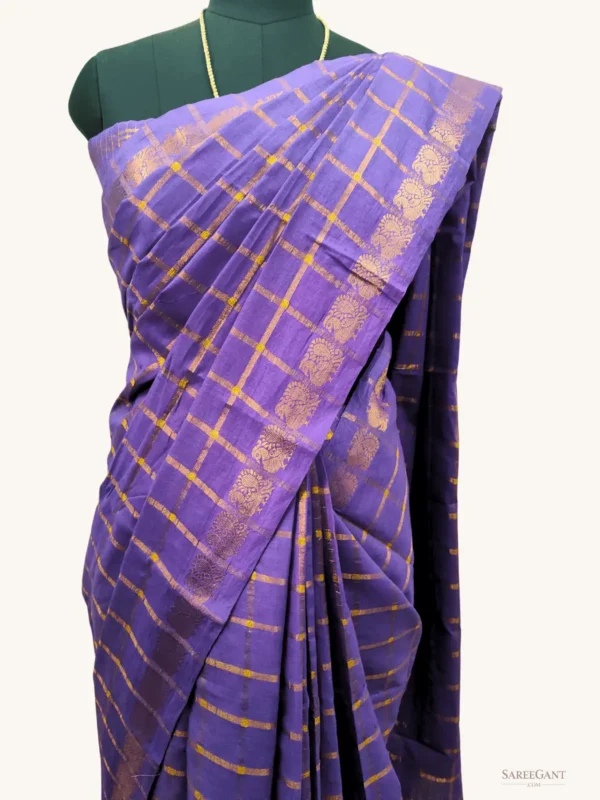 Madurai Pavithra ZariKattam Sungudi Cotton Sarees Purple-Colour
