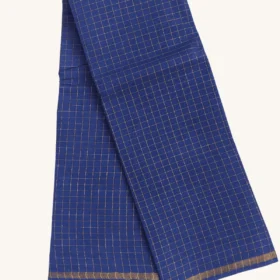 Zari Check Bentex Border sungudi cotton sarees Dark Blue Colour