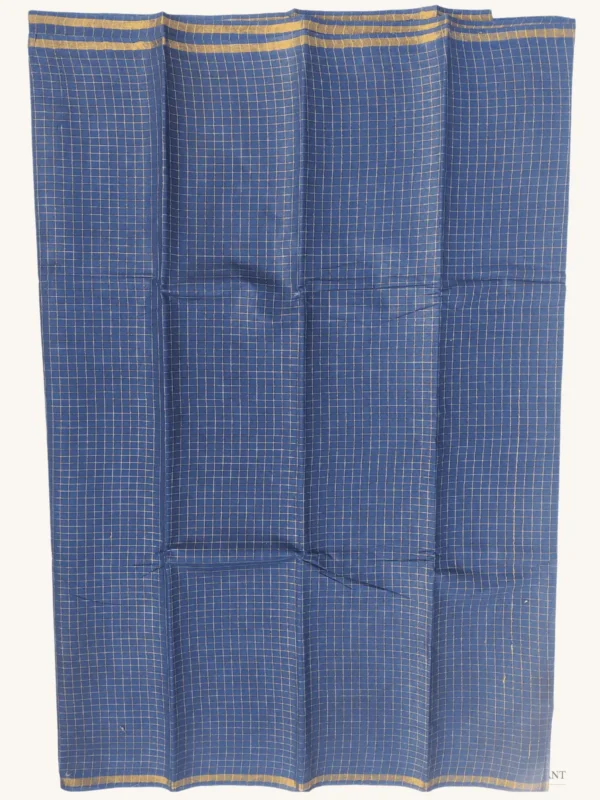 Zari check sarees with bentex border Dark Blue colour pb