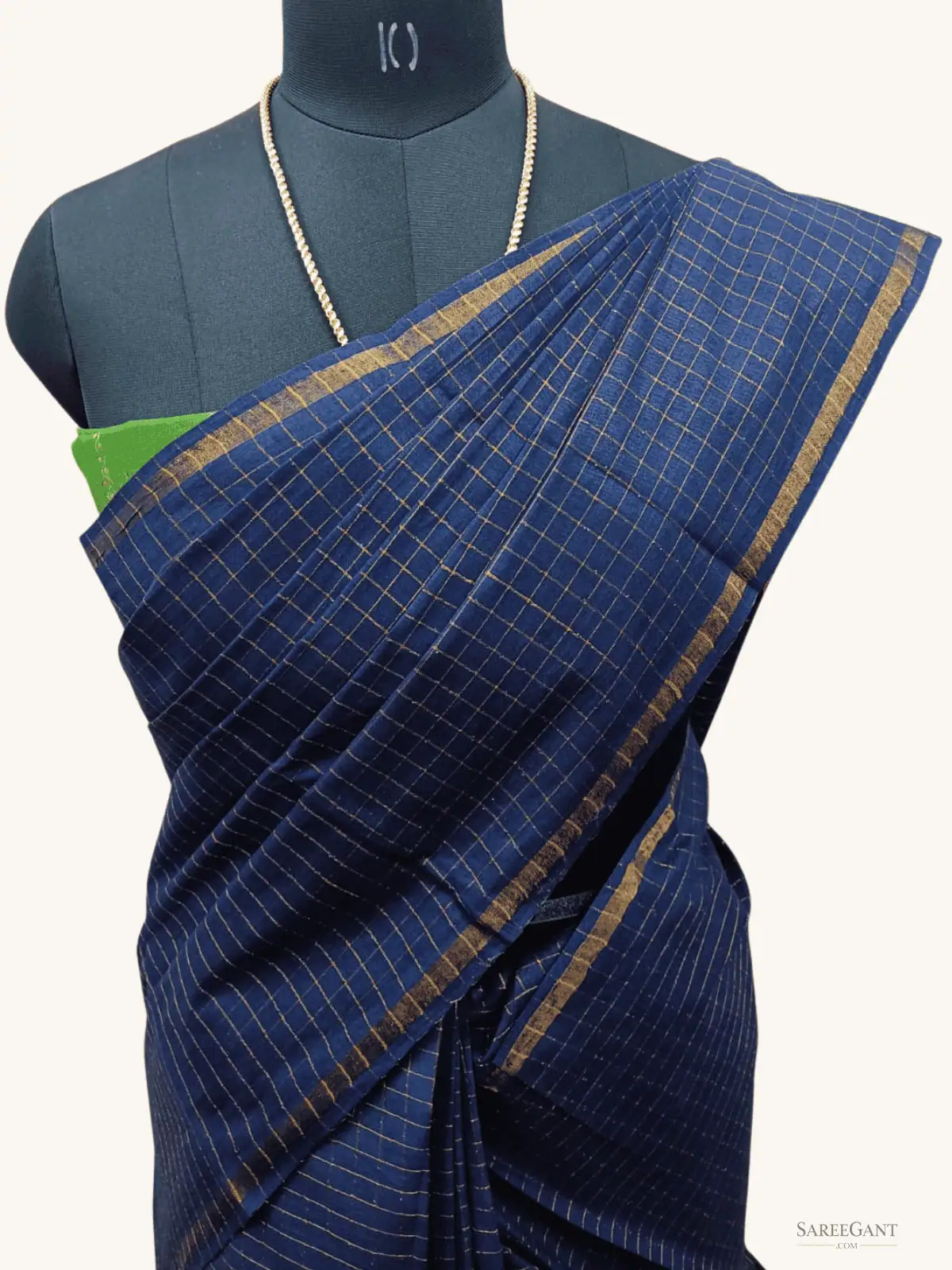 Zari Check Bentex Border sungudi cotton sarees Dark Blue Colour
